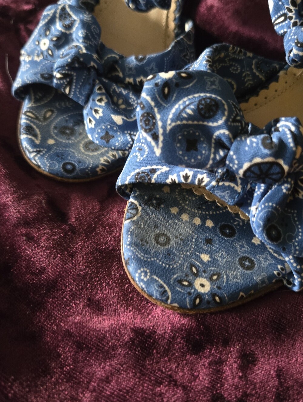 Charlotte Olympia Blue Bandana Print Pinup Sandal Heels 38 - Picture 4 of 8